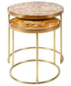 Yara Modern Bone Inlay Nesting Table Set