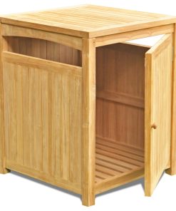 Teak Outdoor Trash Receptacle or Towel Hamper Trash Box
