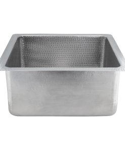 16" Square Hammered Copper Bar/Prep Sink in Nickel w/ 3.5" Drain Opening