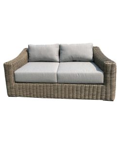 Tulum Two-Tone Dark Beige Aluminum Frame Loveseat in Silver Cushions