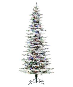 Vickerman A895082Led 9' Flocked Utica Christmas Tree, Multi-Colored Lights