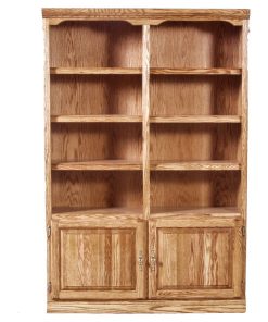 Traditional Bookcase With Lower Doors, Golden Oak