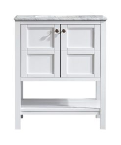 Vinnova Florence 30" Carrara Marble Top Single Vanity in White