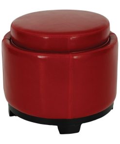 Tad Storage Tray Ottoman Red