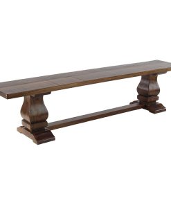 Traditional Dining Bench, Rectangular Sear With Elegant Carved Legs, Browb