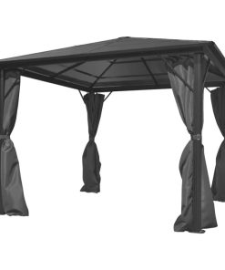 vidaXL Gazebo with Curtain Anthracite Aluminum Outdoor Canopy Shelter Tent