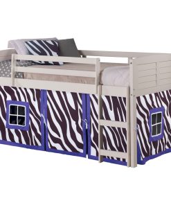 Twin Louver Low Loft White W/Zebra Tent