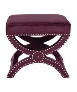 Stina Ottoman Silver Nail Heads Plum