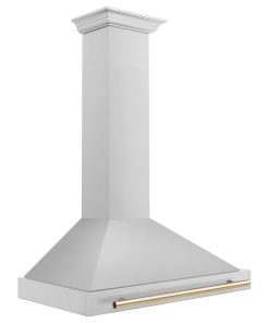 36" Autograph DuraSnow Stainless Steel Range Hood, Gold