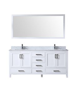 72 Inch Modern White Double Sink Bathroom Vanity, No Countertop, No Sinks
