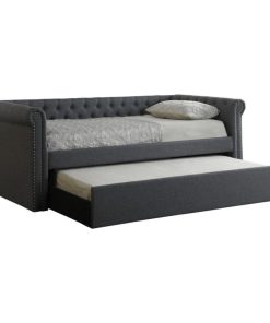 Tufted Daybed with Trundle, Gray