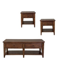 3 Piece Coffee Table and Set of 2 End Table in Oak
