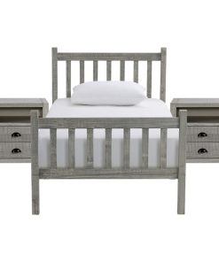 Windsor 3-Piece Wood Bedroom Set with Slat Twin Bed, Driftwood Gray, Twin