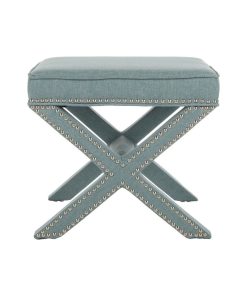 Yara Ottoman Silver Nail Heads Sky Blue