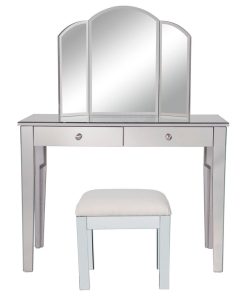 Vanity Table 42 In. X 18 In. X 31 In. And Mirror 32 In. X 24 In. And Chair