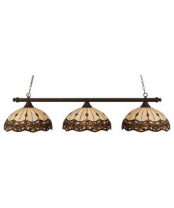 Toltec Lighting Square 3-Light Billiard Light, 16" Roman Jewel, Dark Granite