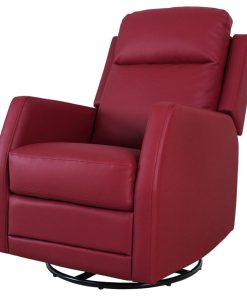Upholstered Swivel Recliner With Tufted Back, Red