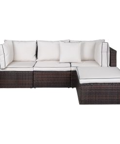 Westintrends 4-Piece Outdoor Patio Sofa Sectional With Cushions, Brown/White