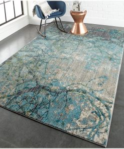 Weave & Wander Arsene Abstract Rug, Capri Blue/Yellow, 7'10"x11'