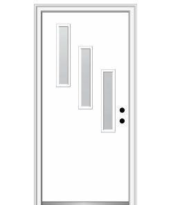 36 in.x80 in. 3 Lite Frosted Left-Hand Inswing Painted Fiberglass Smooth Door