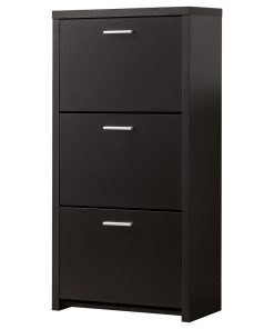 3 Drawers Tall Shoe Cabinet, Black