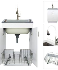 Transolid 24-in All-in-One Laundry/Utility Sink Kit with Faucet in White, Laundr
