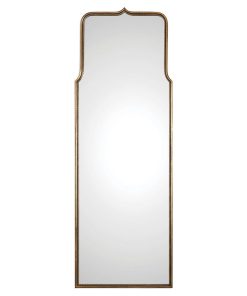 Tall Gold Curved Arch Full Length Wall Mirror, 69" Moroccan Arabesque Floor