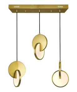 Tranche LED Pool Table Chandelier with Brushed Brass Finish