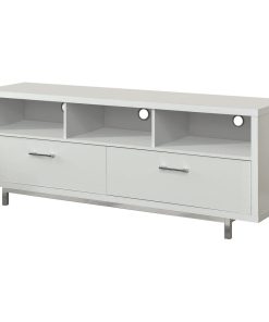 2 Drawers and Open Shelf TV Console, White