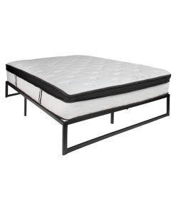 14" Metal Platform Bed Frame w/12" Mattress (No Box Spring Required), Queen