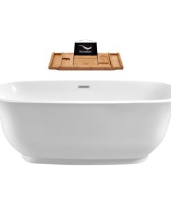 67" Streamline N-661-67FSWH-FM Soaking Freestanding Tub With Internal Drain