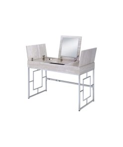 44"x20"x32" Chrome Metal Tube Vanity Desk