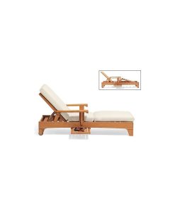 Teak Caranas Chaise Lounger With Canvas Charcoal Sunbrella Cushion
