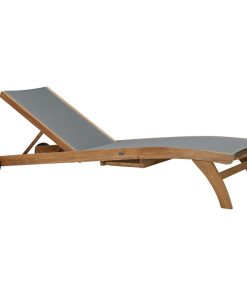 Teak Wood Bahama Pool Lounger With Batyline Mesh, Grey