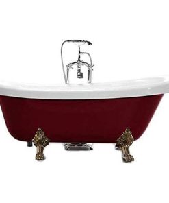 Vanity Art Freestanding Acrylic Bathtub, Red and White, 66.9" X 31.5"