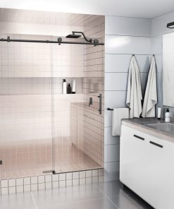 52-56"x78" Frameless Sliding Shower Door, Matte Black