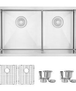 32" x 18" Stainless Steel Double Basin Low Divider Undermount Kitchen Sink