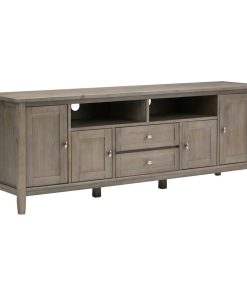 Warm Shaker SOLID WOOD 72" TV Media Stand For TVs up to 80", Distressed Gray