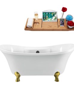68" Streamline N901BGL-BGM Clawfoot Tub and Tray With External Drain