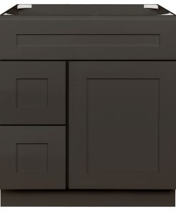 30" Vanity Sink Base Cabinet With Left Drawers Avalon Charcoal by LessCare