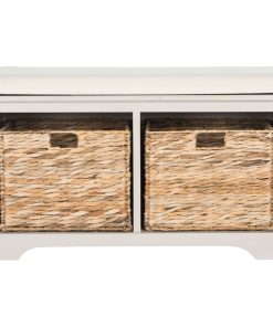 Veda Wicker Storage Bench Vintage Grey