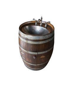 Wine Barrel Vanity With Hammered Nickel Sink
