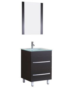 Style 4, 24"W Black Vanity Sink Base Cabinet, Mirror, LV4-24B