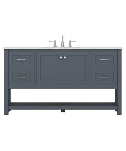 Wilmington 60" Single Bathroom Vanity, Gray With Carrera Marble Top