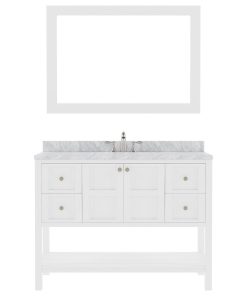 Winterfell 48" Vanity, White, Square Sink, With Mirror