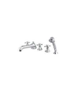 3-Handle Roman Tub Filler With Hand Shower, Polished Chrome