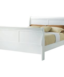 Transitional Wooden Queen Size Bed with Panel Head and Footboard, White