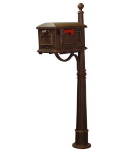 Traditional Curbside Mailbox With Ashland Mailbox Post Unit, Copper