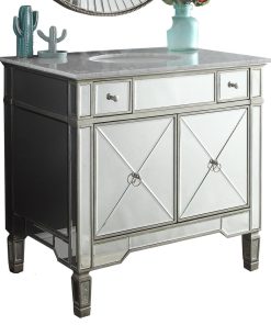 36" Carrara Marble Mirror Reflection Ashlyn Bathroom Vanity