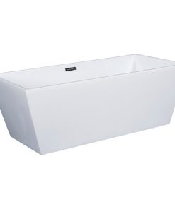 59" Rectangular Acrylic Free Standing Soaking Bathtub, White